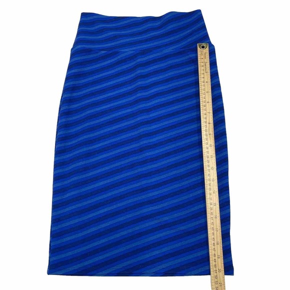 Lularoe Skirt Womens Extra Small Blue Stripes Pencil Skirt Fitted Tapered Ladies - Picture 3 of 8